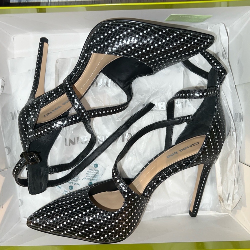 Gianni Bini Black and White Polka Dot Heels